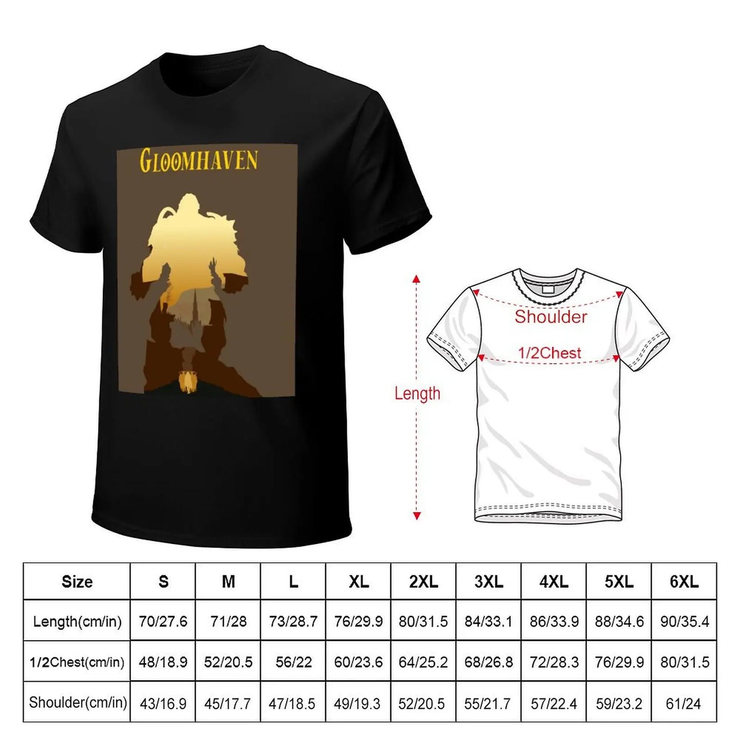 Gloomhaven Cragheart-Style d'affiche de Silhouette minimaliste-T-shirt d'art de jeu de société surdimensionné t-shirts lourds pour hommes