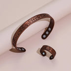1pcs Antique Copper Bracelet European And American Copper Vintage Simple Double Ring Pattern Magnet Energy Ring Bracelet Set