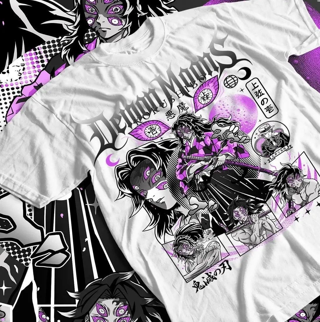 Kokushibo Solo Kimetsu no Yaiba Y2K Cotton T-Shirt