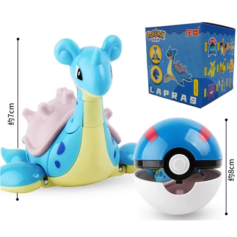 Pokemon Pokeball Anime Figures Toys, Pikachu Gengar Dragonite Snorlax Lapras Pocket Pokeball Toys