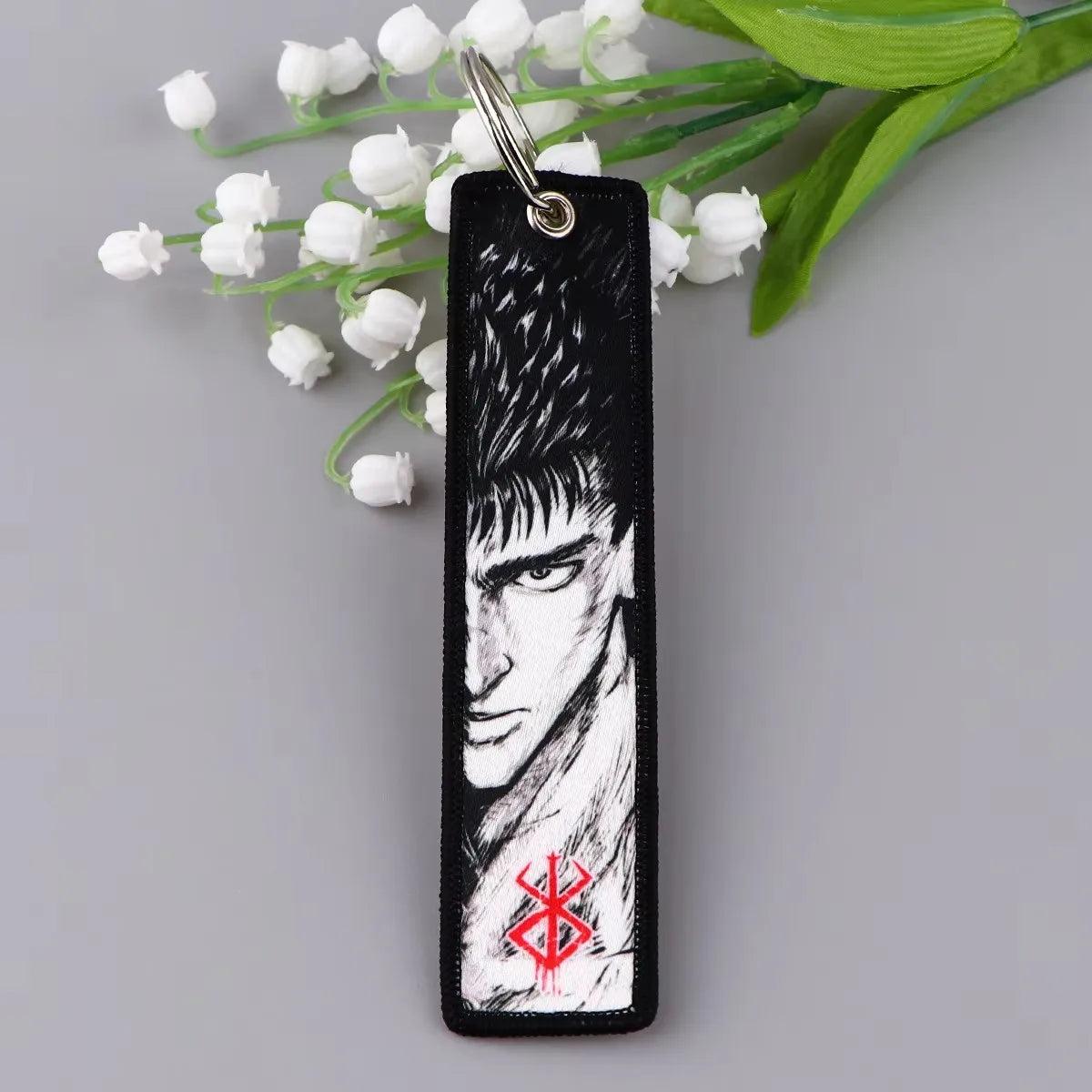 Japanese Anime Berserk Double sided Embroidery Key Keychains Car Key Chains Keyring Accessories