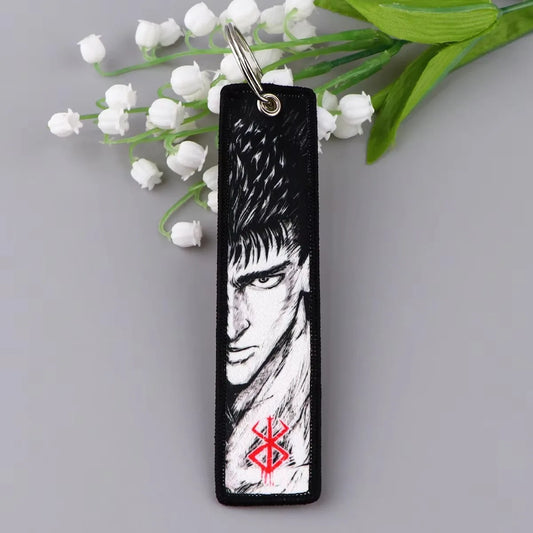 Japanese Anime Berserk Double sided Embroidery Key Keychains Car Key Chains Keyring Accessories