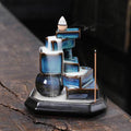 Blue Cubes Waterfall-Cascading Backflow Incense Burner - 