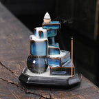 Blue Cubes Waterfall-Cascading Backflow Incense Burner - 