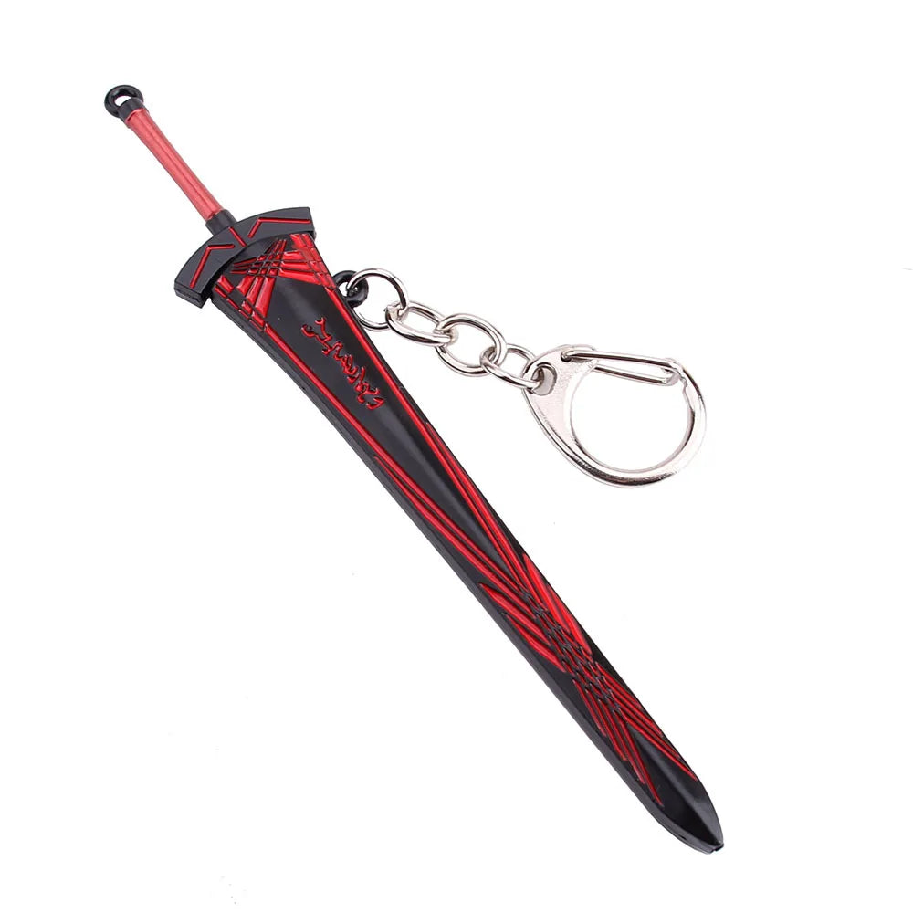 12cm Fate Stay Night Excalibur Model Pendant Keychain for Men Boys Caliburn Metal Enamel Key Ring Anime Fans Collectible Jewelry