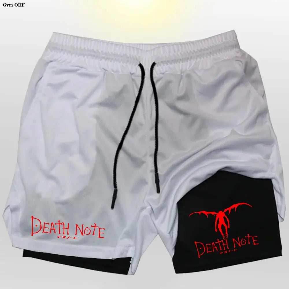 Death Note Gym Shorts: Dominate Your Workout with Dark Precision! - White Black / M