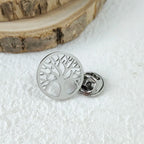 New punk style tree of life hollow stainless steel gold-plated badge, suit lapel pin waterproof black, men's brooch set