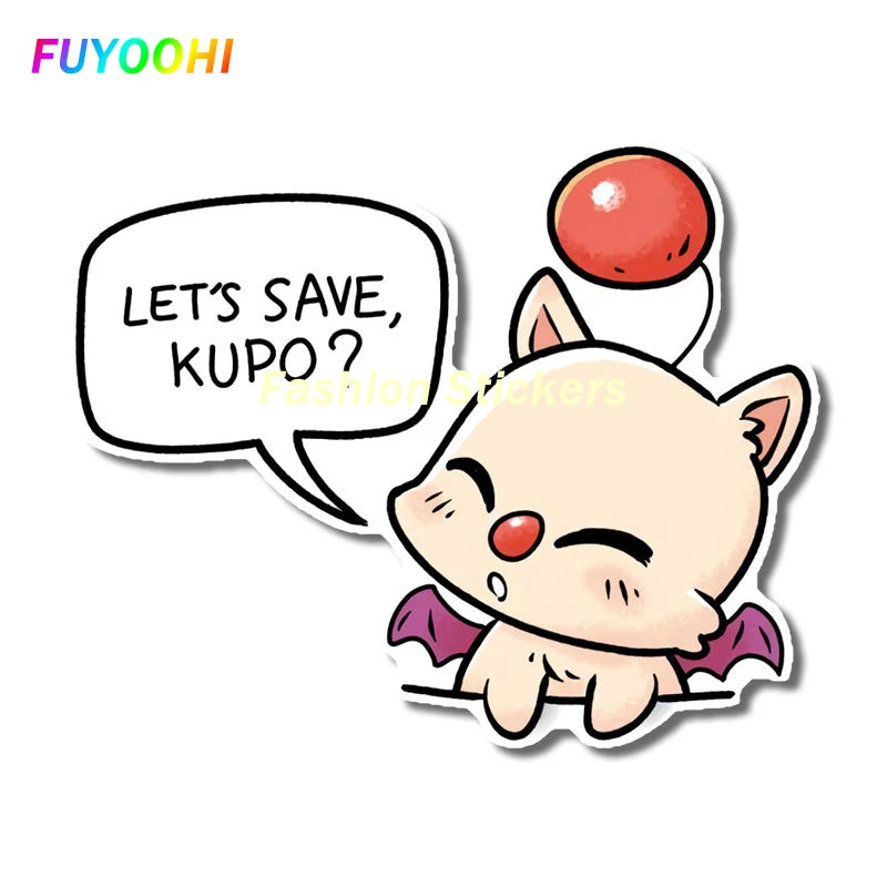 FUYOOHI Play Stickers for FINAL FANTASY Moogle Car Stickers Waterproof Simple Vinyl Decals Scratch-Proof Windows Trunk Decor