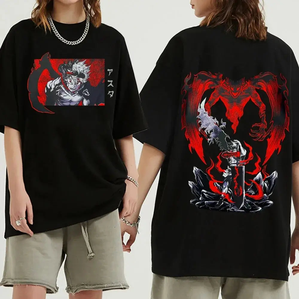 Black Clover Asta T-Shirt: Oversized Y2K Anime Cotton Tee