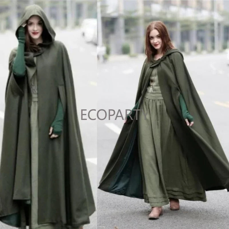 Cape à capuche multicolore pour femme, manteau Vintage médiéval, Vintage, Robe élégante, Costume, châle ample, longue Cape 3XL