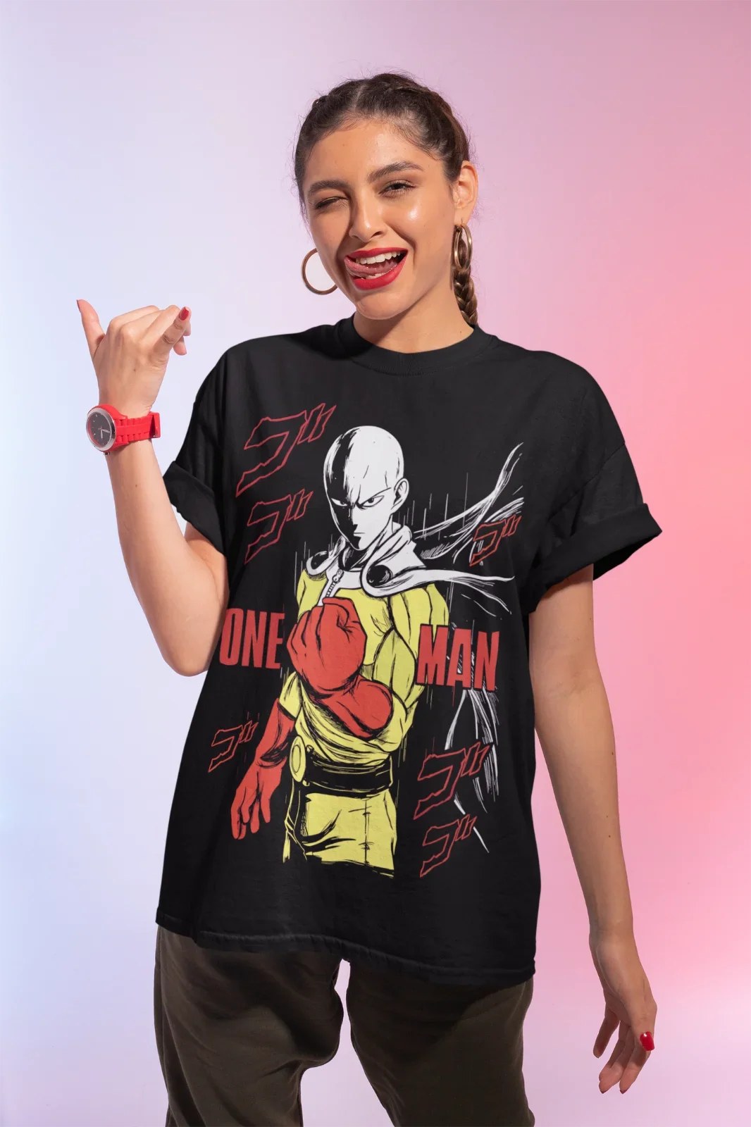 Saitama T-Shirt: One Punch Man Anime Manga Black Tee