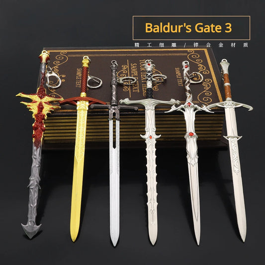 22CM Baldur's Gate 3 Game Peripheral The Sword in The Stone Githyanki Replica Miniature Cold Weapon Models Keychain