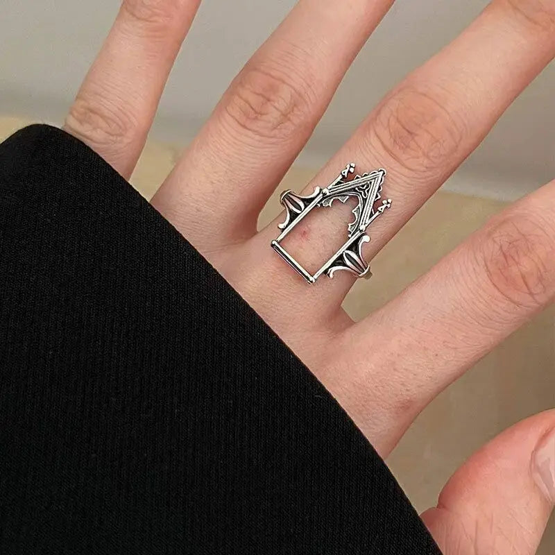 925 Sterling Silver Castle Adjustable Rings For Women Engagement Wedding Luxury Jewelry Wholesale