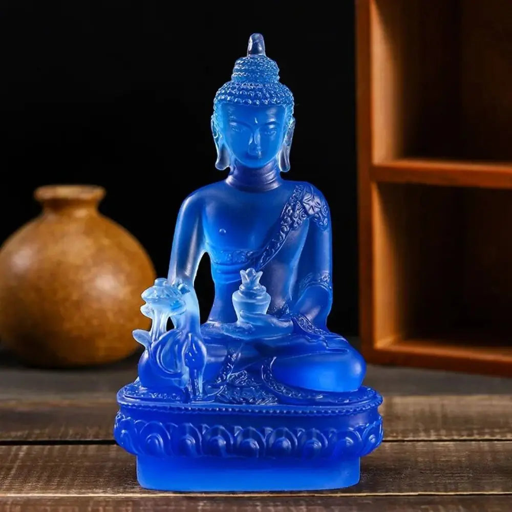 Estatua de Buda medicinal artesanal de resina, adornos Zen de estilo tailandés, artesanías de Buda de resina, escultura budista de farmacéutico hecha a mano