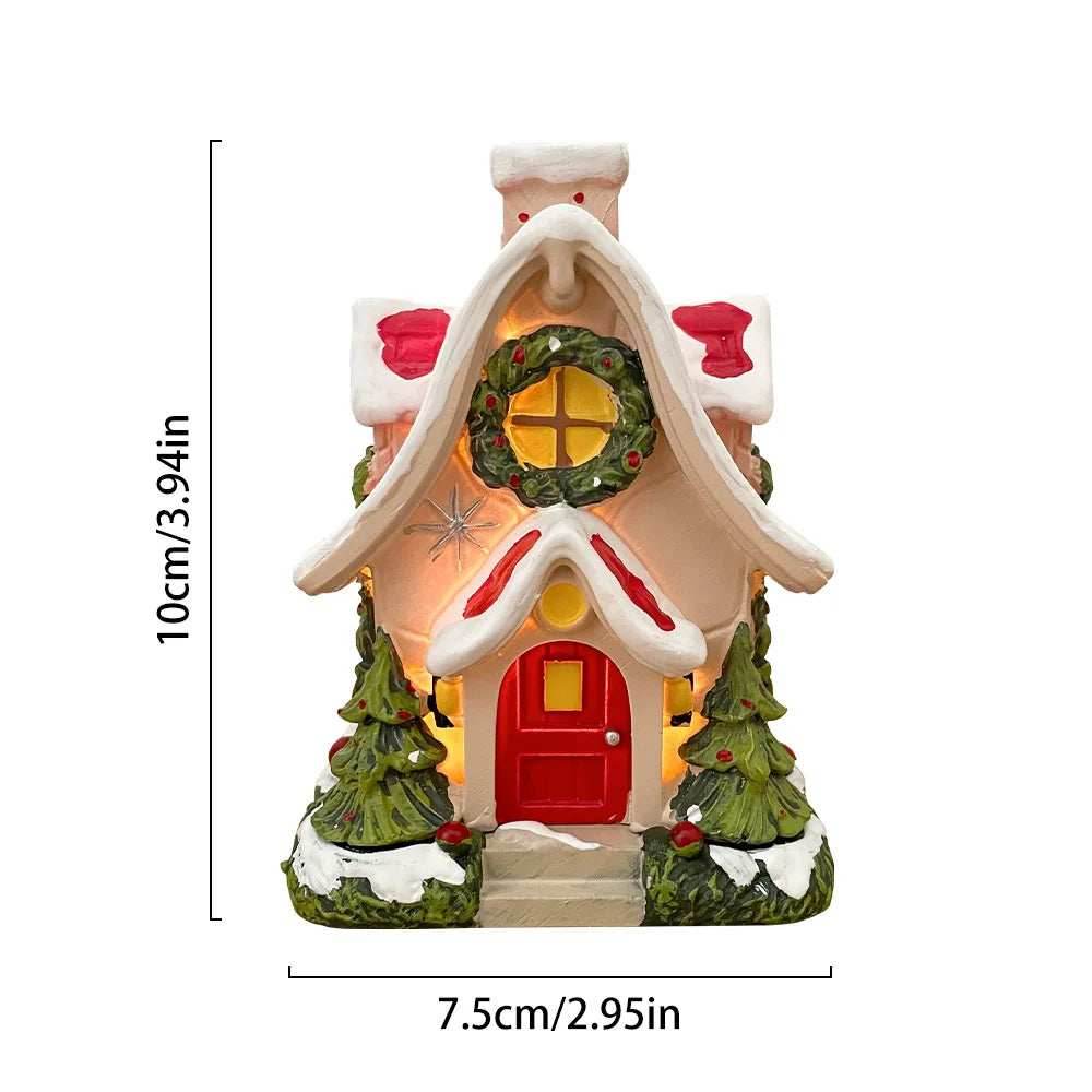 Christmas Cabin Incense Burner - Portable Resin Chimney Cabin for Home, Living Room, and Camping - With light