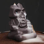 Halloween Skull Backflow Incense Burner Stick Holder - 