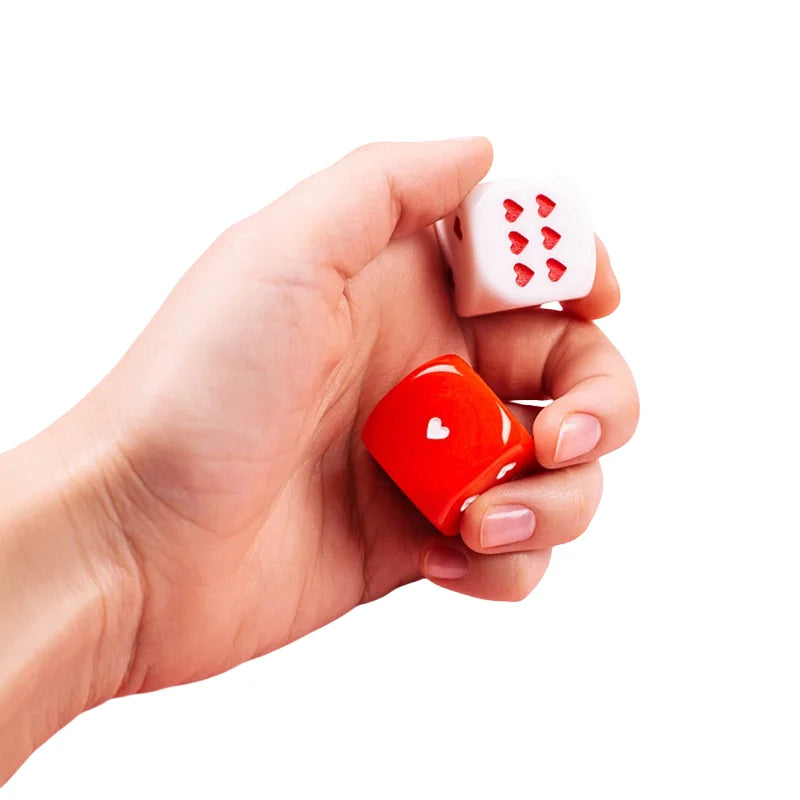Dés en forme de cœur rouge et blanc, accessoires de jeu, Cubes à coins ronds, dés en acrylique de grande taille pour jeux de famille, fête au Bar, 2 pièces