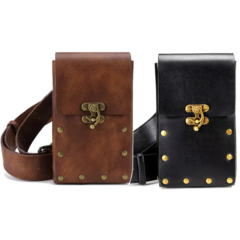 Steampunk médiéval pochette sac Viking ceinture cuir téléphone portefeuille Steampunk Pirate Costume voyage taille Fanny Packs sac à main pour adulte