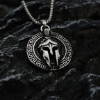 European and American Vintage Spartan Viking Mask Warrior Men's Titanium Steel Necklace Fashion Trend Helmet Handmade Pendant
