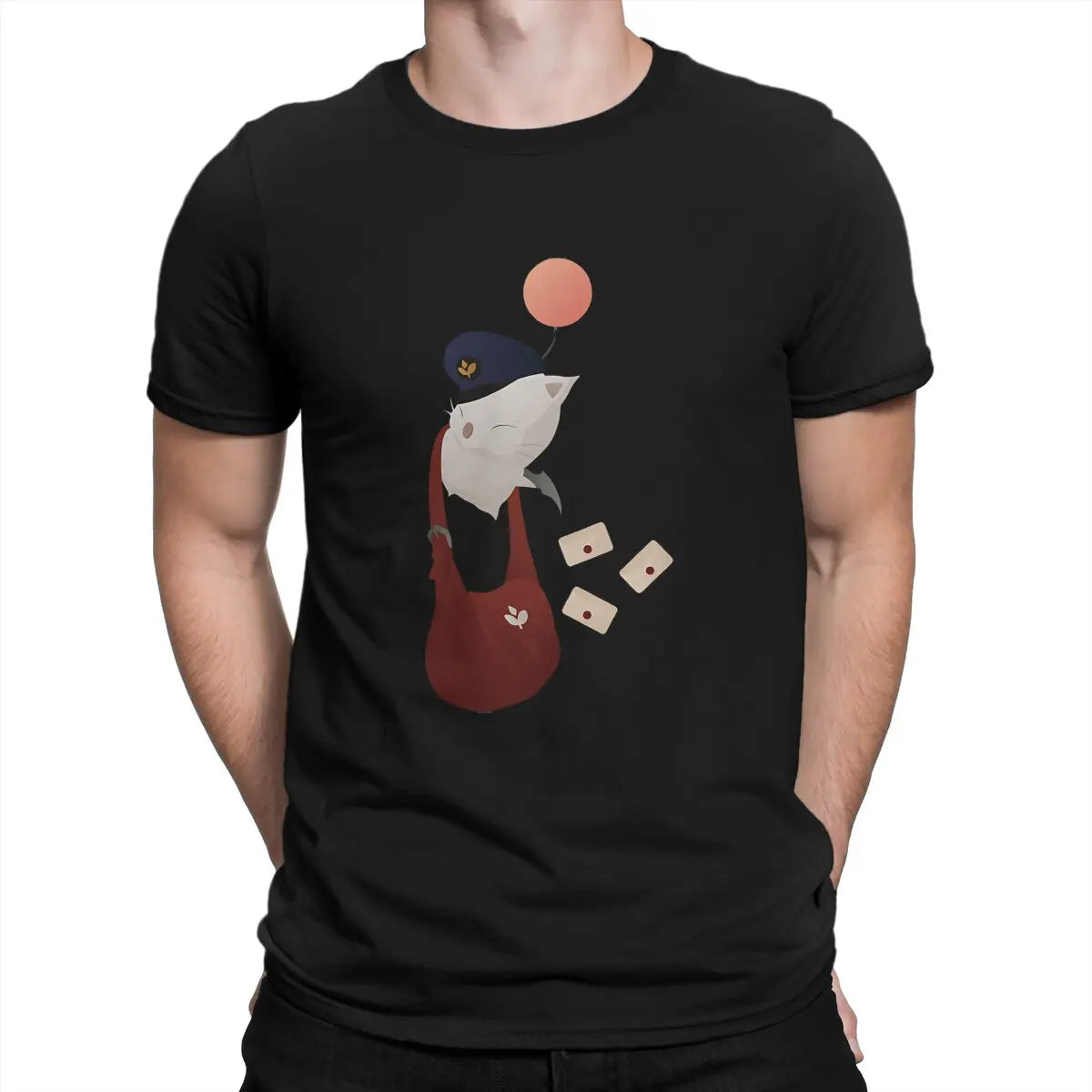 XIV - Delivery Moogle T-Shirt for Men Final Fantasy Awesome Cotton Tees Crewneck Short Sleeve T Shirt Birthday Present Clothes