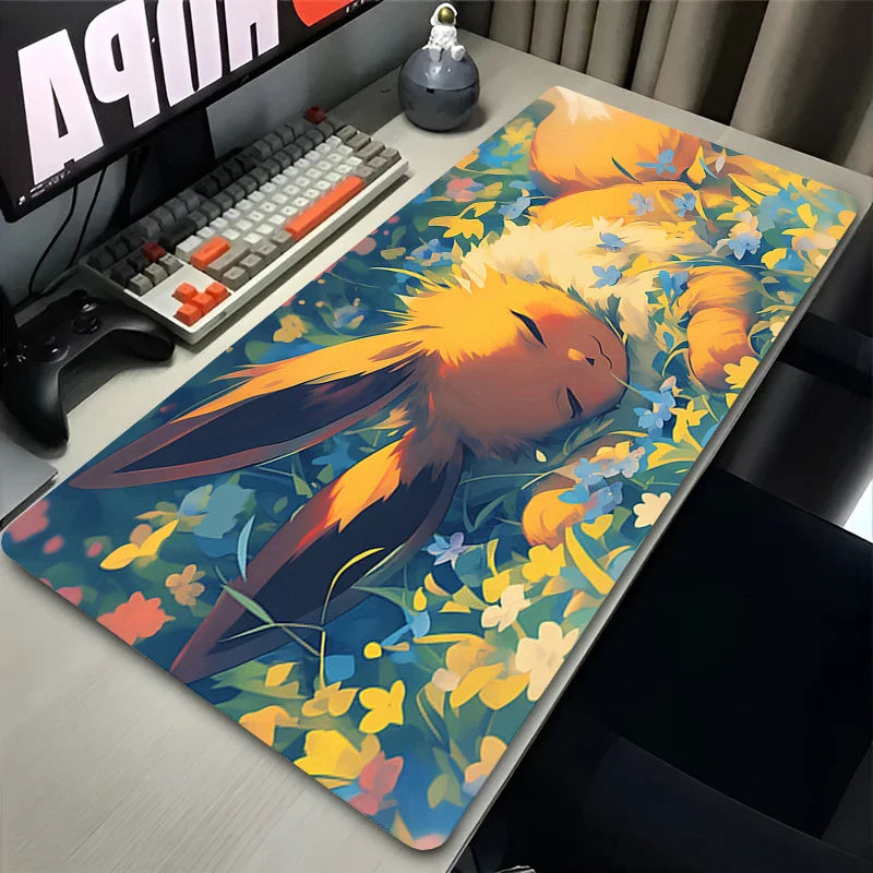 Kawaii Japan Anime Mouse Pad PC Colorful E-eevee Gamer Cabinet Mousepad XXL P-pokemon Keyboard Rug Laptop Gaming Rubber Desk Mat