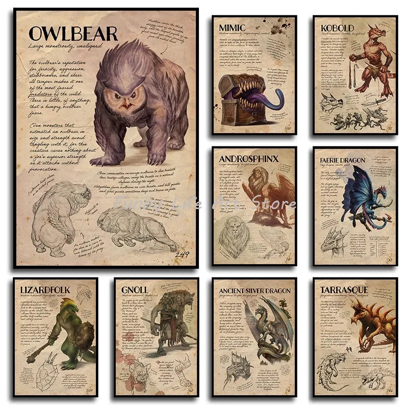 Dungeons & Dragons Posters and Prints Canvas Printing Wall Art Picture for Gaming Room Decor Gift