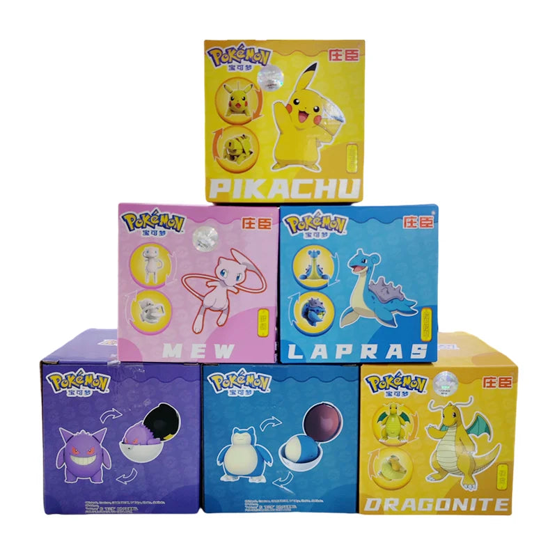 Pokemon Pokeball Anime Figures Toys, Pikachu Gengar Dragonite Snorlax Lapras Pocket Pokeball Toys