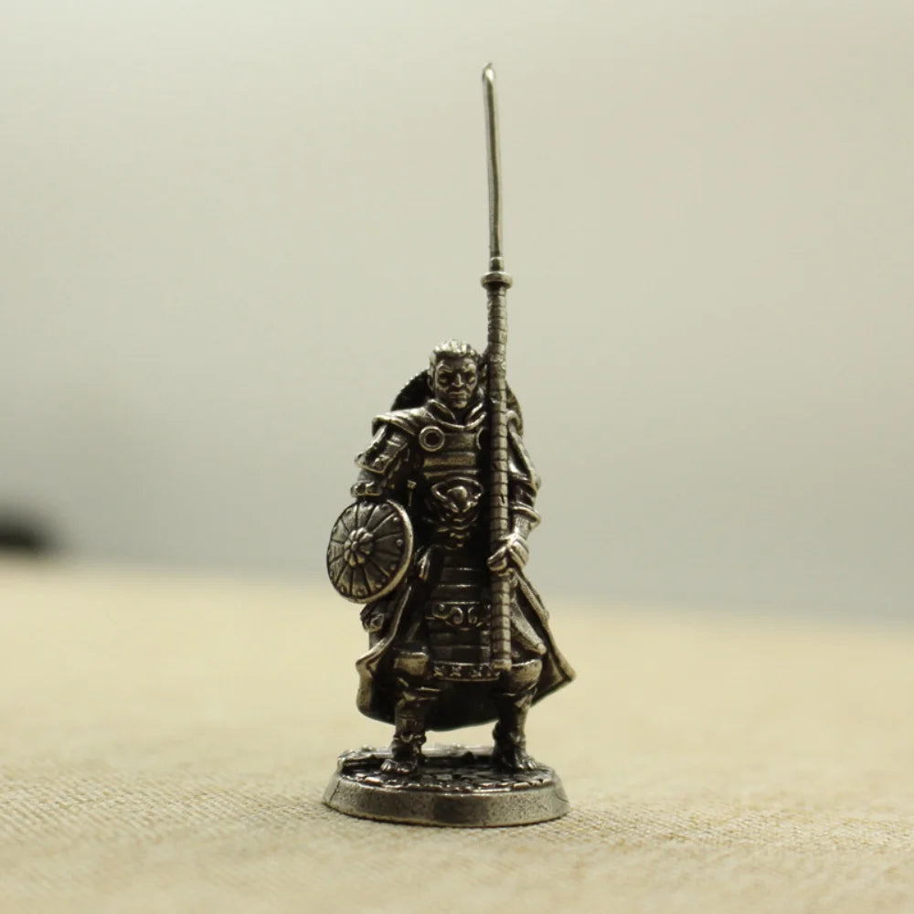 Copper Japanese Shogunate Samurai Soldier Figurines Miniatures Vintage Metal Soliders Model Statue Desktop Ornament Decoration