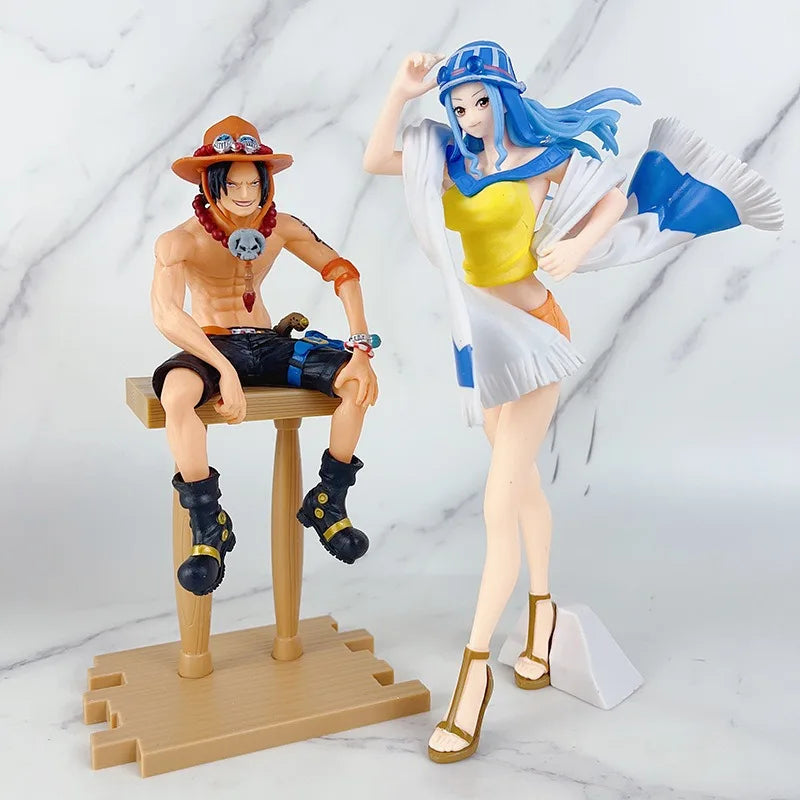 Anime One Piece Luffy Ace Nami Hancock Figure Bar position Sitting posture Action Figure PVC Model Doll Collection Toy Gift Kids