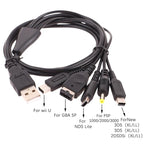 5-in-1 Multi-Console USB Charging Cable | 1.2M Fast Charger Cord for Nintendo 3DS, DSi, Wii U, GBA, PSP