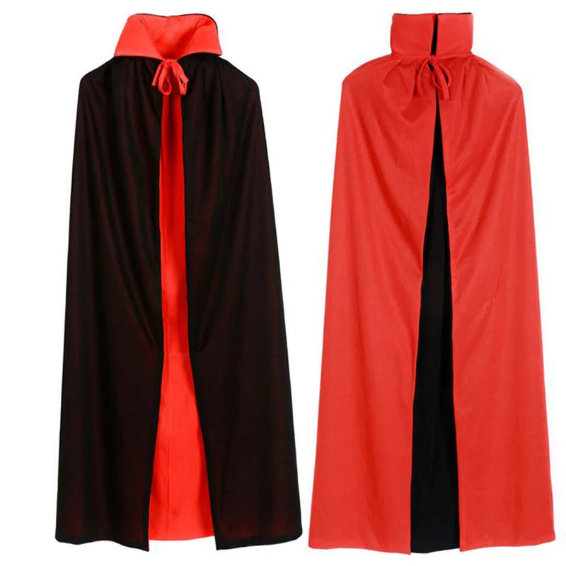 Adultos niños Halloween Cosplay capa de vampiro capa Rojo Negro ropa de doble cara capa con capucha hombres mujeres ropa fiesta Cosplay disfraz