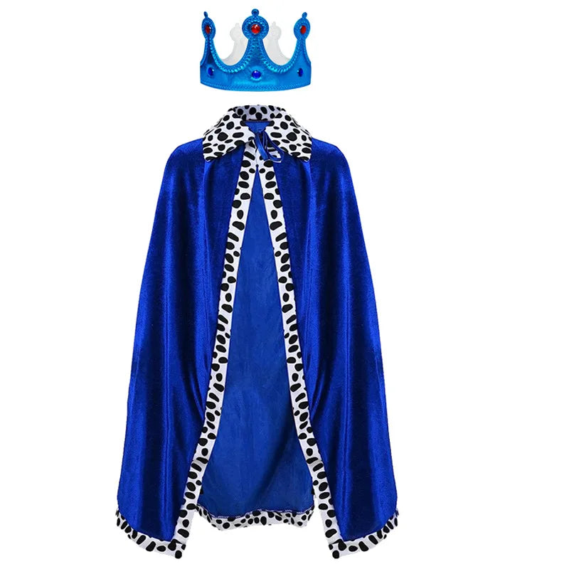 Cape de Cosplay pour enfants et adultes, Costume de roi Prince, couronne, châle, activité Parent-enfant, Costume de spectacle, Cape d'Halloween