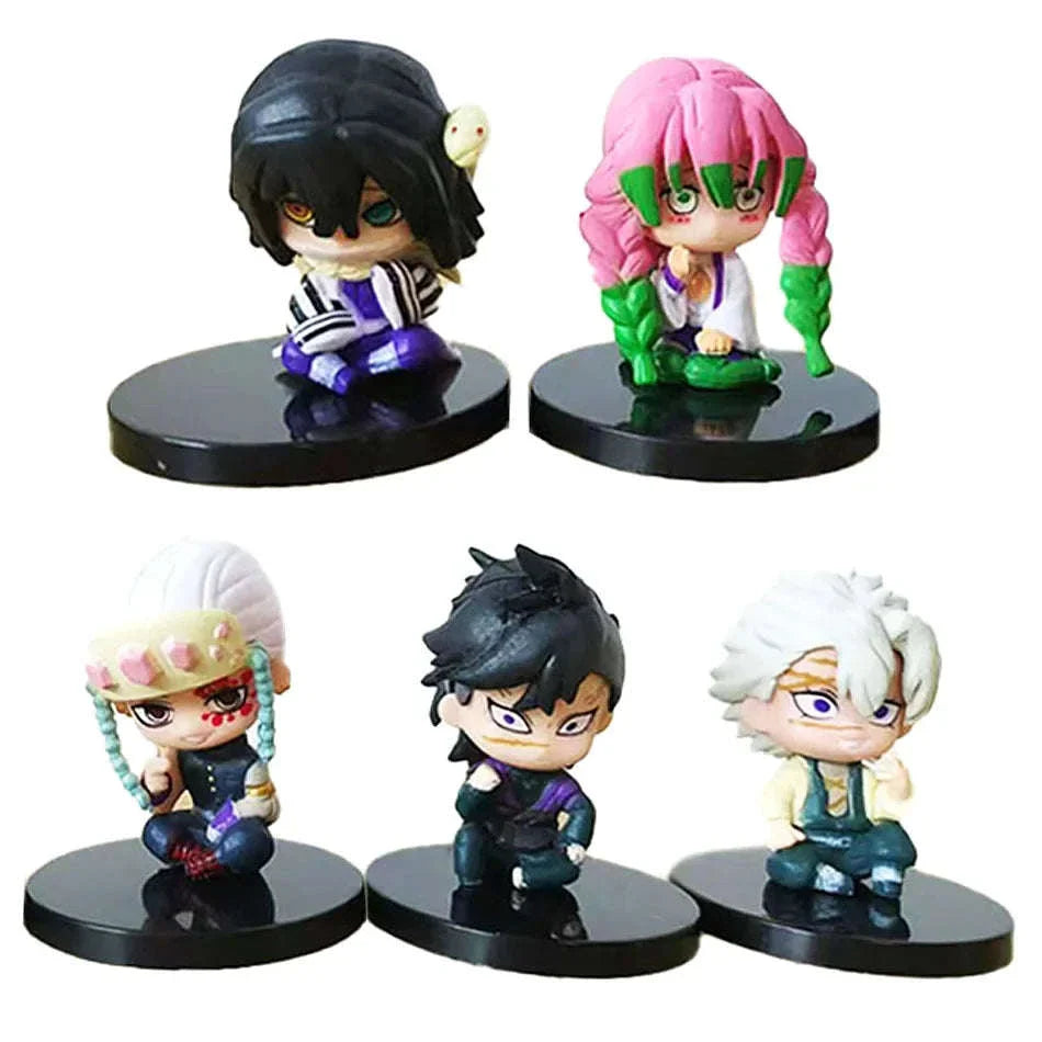 5 Pcs Set Chibi Mini Figurines, Kawaii Demon Slayers Tanjiro Nidouzi Inosuke Zenitsu Anime Figures 5 CM