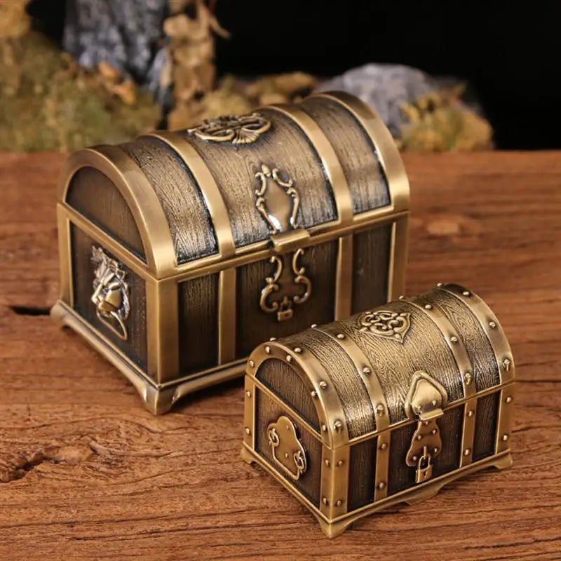 Boîte à bijoux trésor bibelot Vintage rangement métal caisse en bois organisateur anneau de Pirate rétro souvenir support en bois Mini boîtes