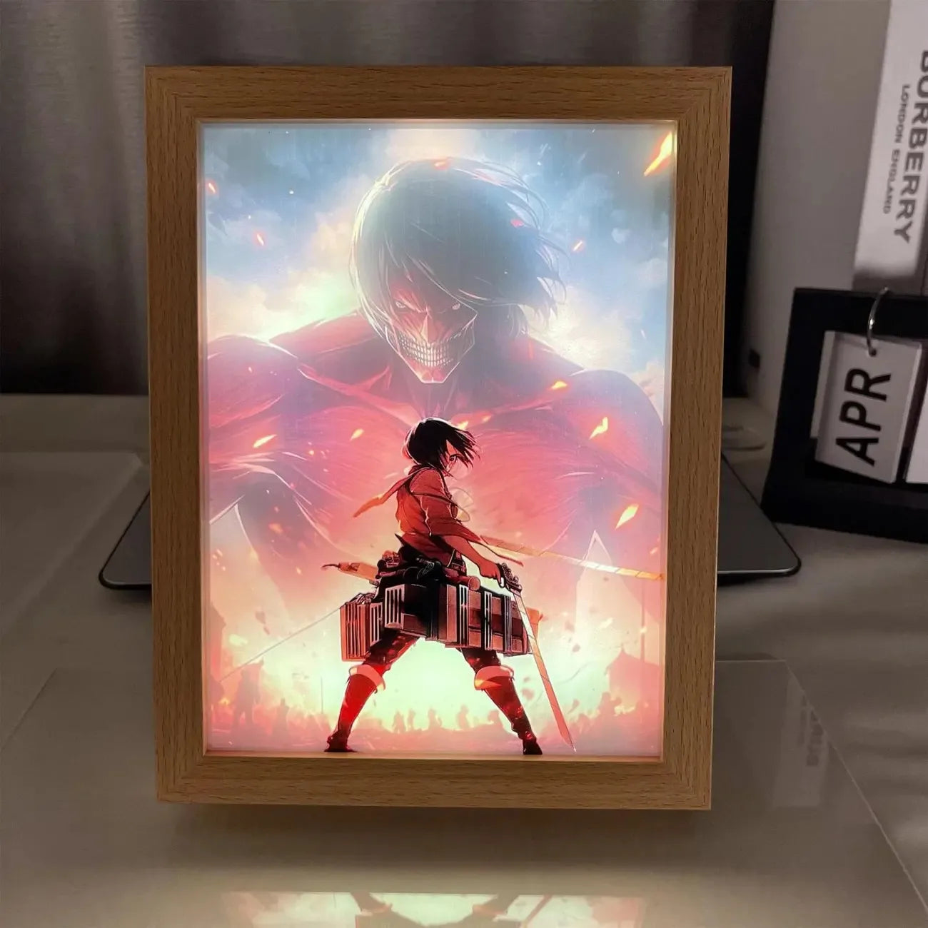 Anime Attack On Titan Led Light Painting Levi Ackerman/Eren Night Lights Cartoon Mikasa Frame Painting Toy Table Decor Lamp Gift