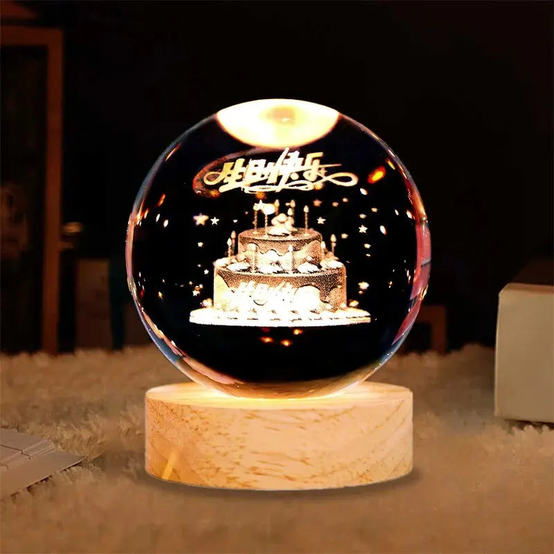 Boule de cristal scintillante créative, Style Star Trek, veilleuse, décoration de chevet de chambre à coucher, cadeau de vacances en résine plastique pour filles