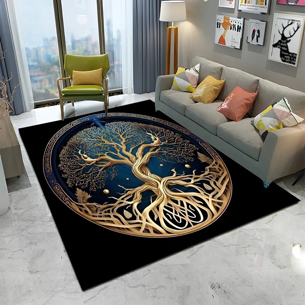 Viking Norse Yggdrasil Tree of Life Carpet Rug for Home Living Room Bedroom Sofa Doormat Decor,Kid Area Rug Non-slip Floor Mat