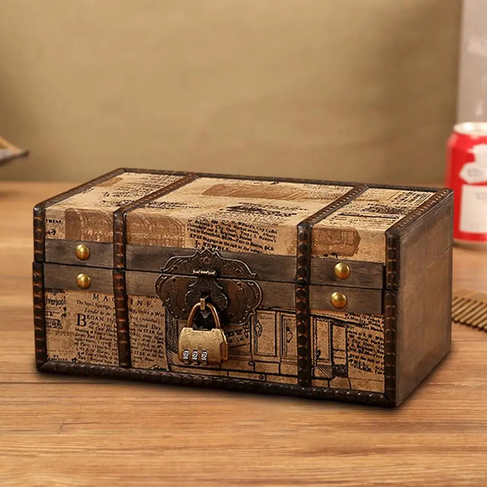 Treasure Chest Vintage British Style Treasure Chest Large Capacity Jewelry Box  Jewelry Packaging Box Earring Necklace Storage