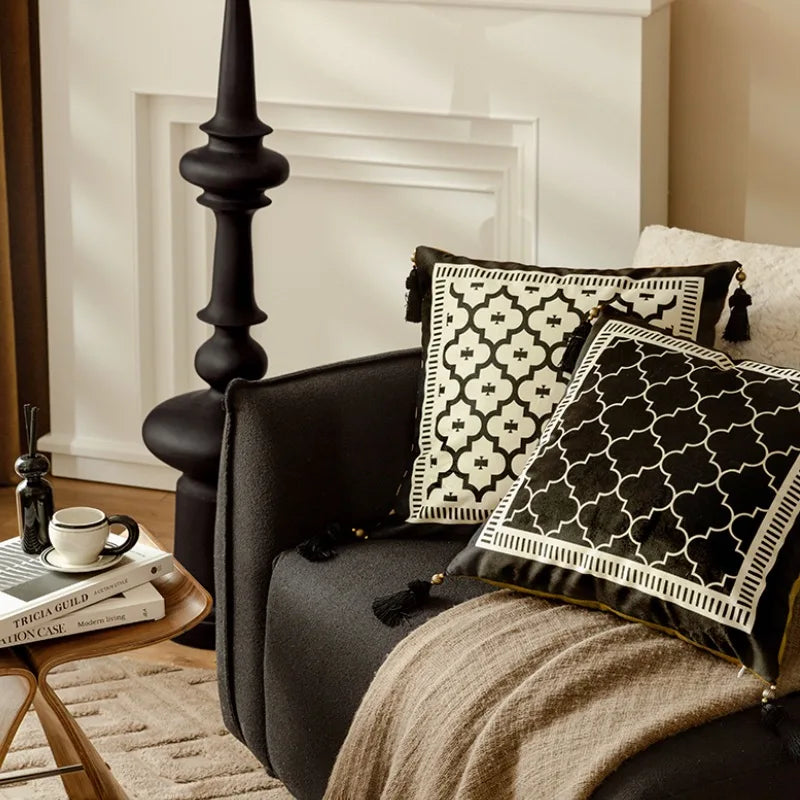 Almohadas de azulejos medievales, funda de cojín de terciopelo de lujo, funda decorativa para cojín Retro para sofá, silla, sala de estar, decoraciones para el hogar