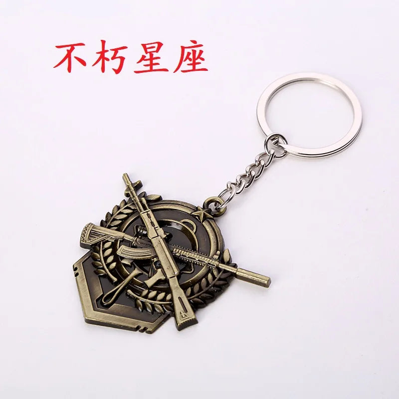 Online Game PUBG Badge Keychain Pendant Cosplay Cyber-Game Playerunknown's Battlegrounds Medal Alloy Key Ring for Game Lovers