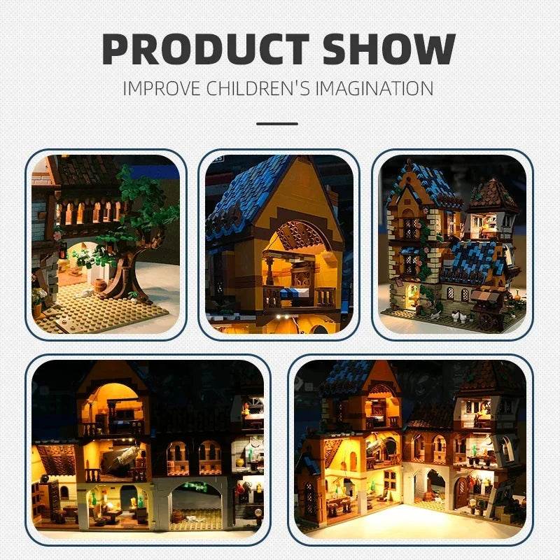 2843PCS Medieval Tavern Building Block Creative City Street View MOC Model Bricks Creative Desktop Ornaments Toys Gifts For Kids - Medieval Tavern