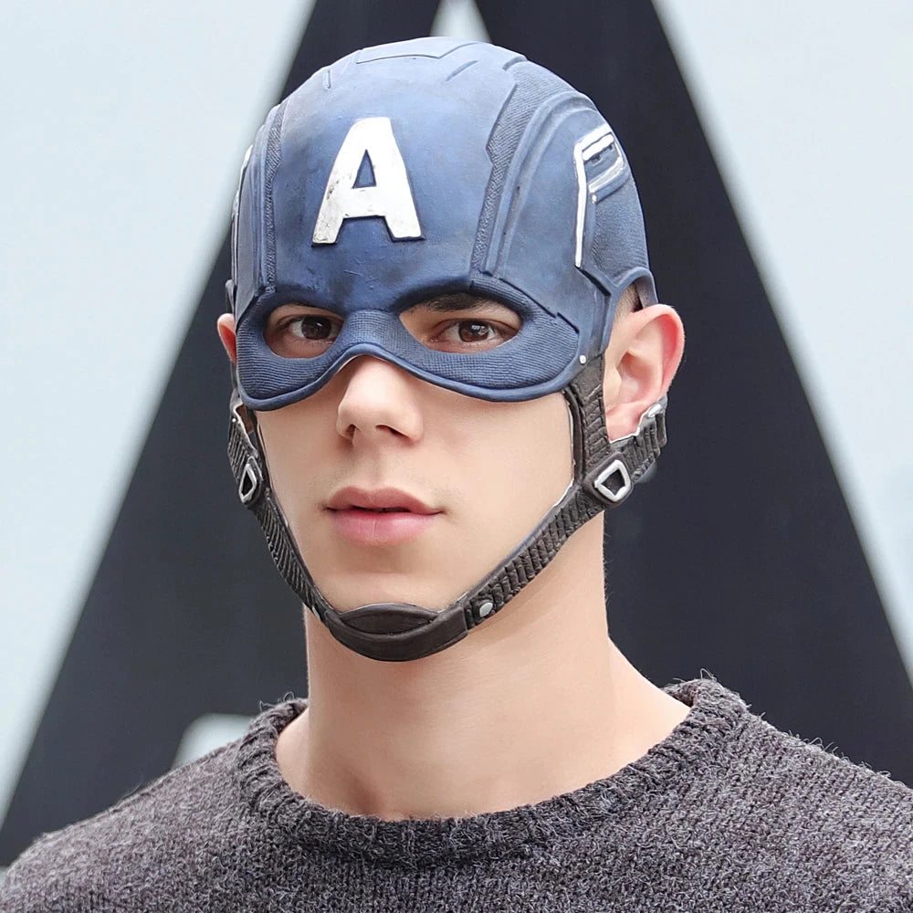 Captain American Mask Cosplay Steven Rogers Superhero Latex Helmet Halloween Carnival Party Costume Props