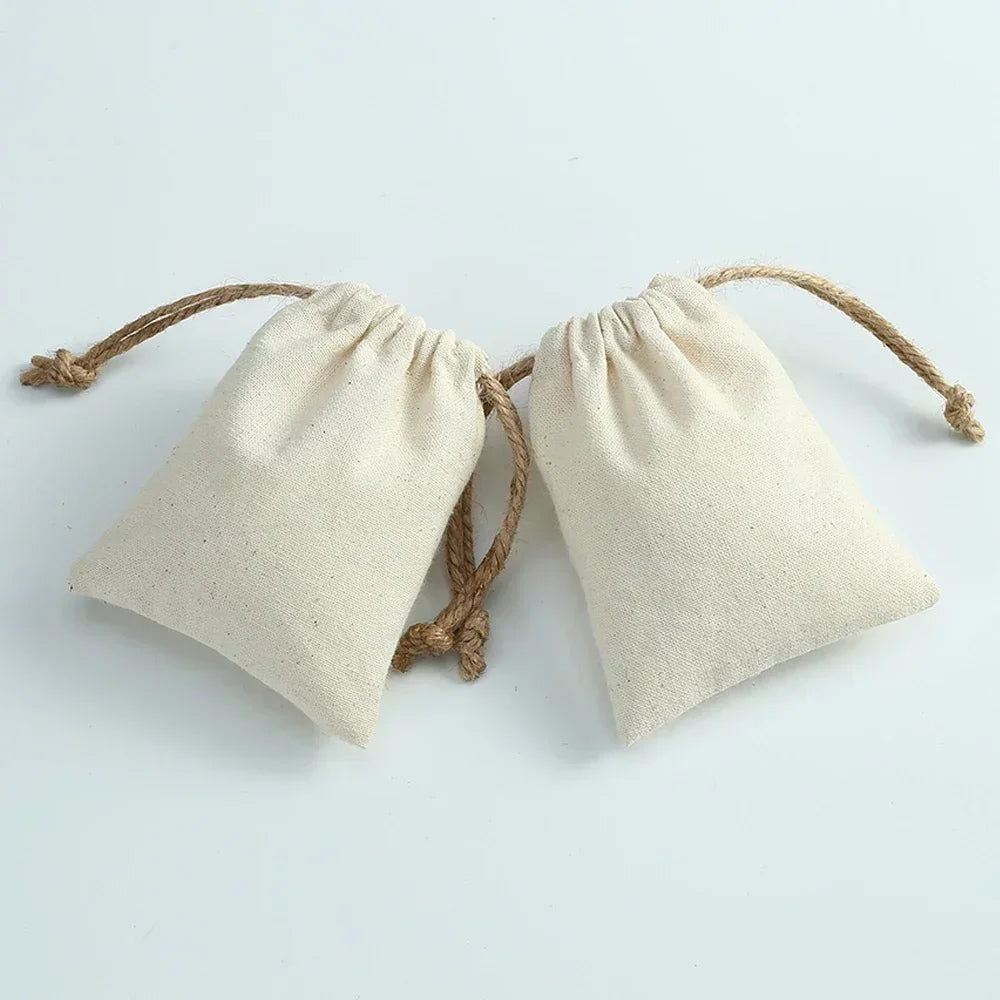 Pochettes d'emballage de bijoux en toile de Jute en coton, organisateur de mariage, sac de bonbons pour fête de noël, sac cadeau en Jute à cordon de serrage