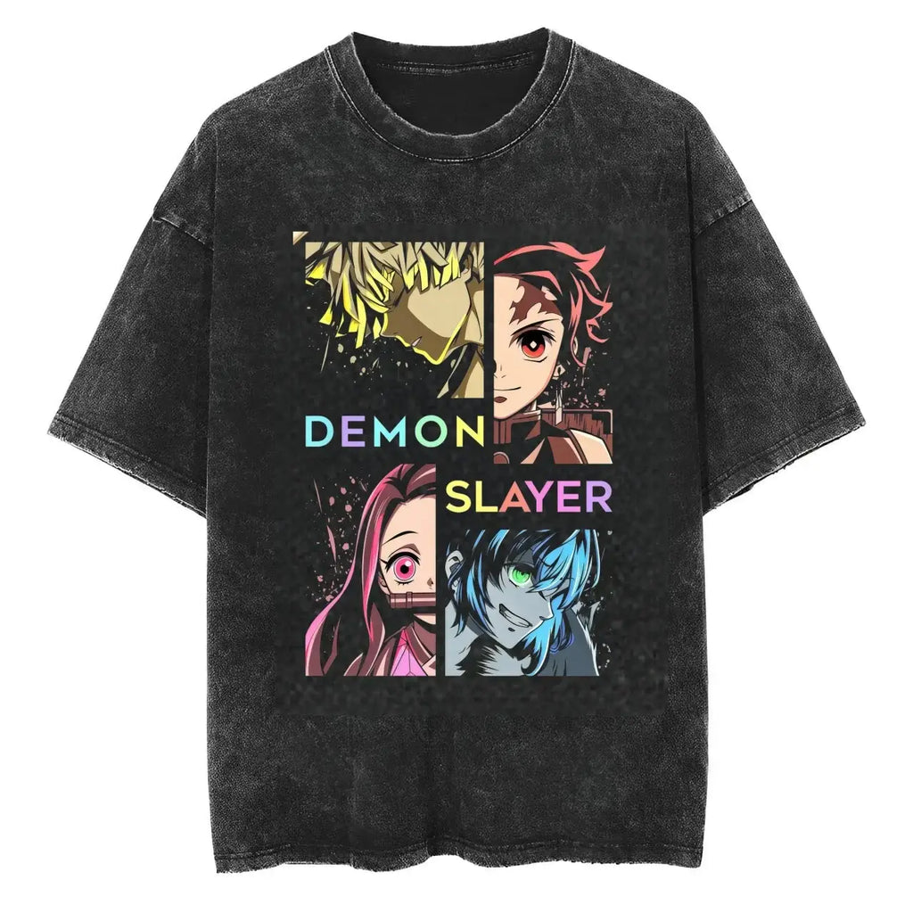 Demon Slayer T-Shirt Washed Tanjiro Nezuko Zenitsu Inosuke