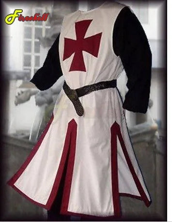 Grande taille hommes Robes de Cosplay médiévales templier chevalier croisé surcoat à manches longues à manches courtes hauts pour hommes Costume de reconstitution