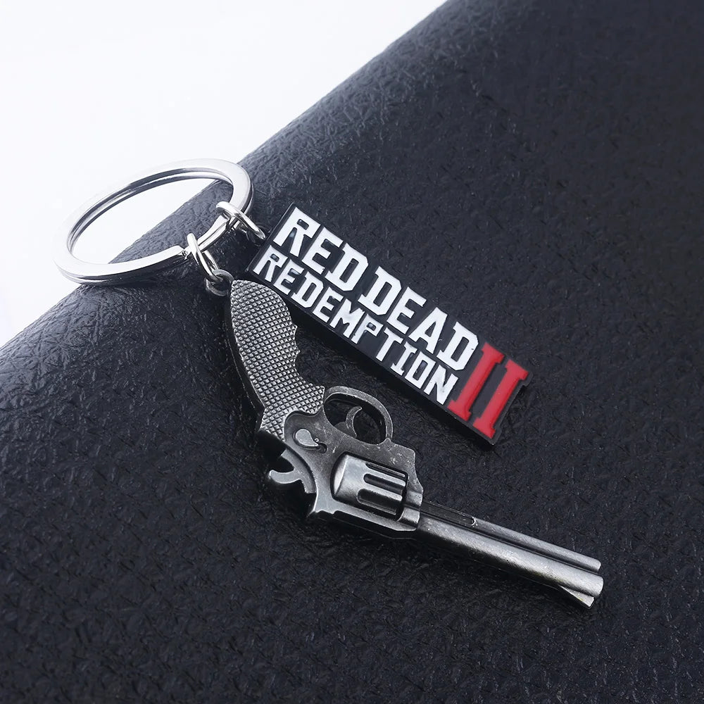 Jeu Red Dead Redemption porte-clés RDR2 pistolet lettre Logo pendentif porte-clés pour femmes hommes porte-clés bijoux cadeau