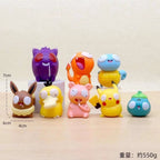 8 PCS Silly Pokemon Mini Figurine Set, Pikachu Bulbasaur Charmander Squirtle Cute PVC Action Figures
