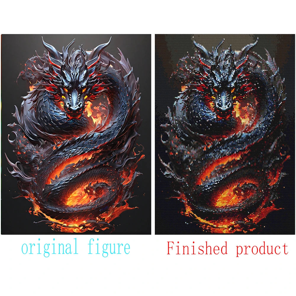 5D Fire Dragon Diamond Painting New Collection 2024 Animal DIY Full Diamond Mosaic Embroidery Crystal Picture Set Home Decor Art