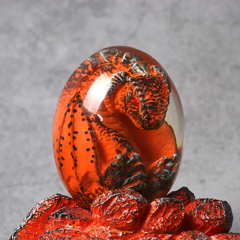 Statue d'œuf de Dragon de lave avec Base de support, Figurines d'œuf de dinosaure en résine, Sculpture de table, décoration artistique pour la maison, cadeau artisanal