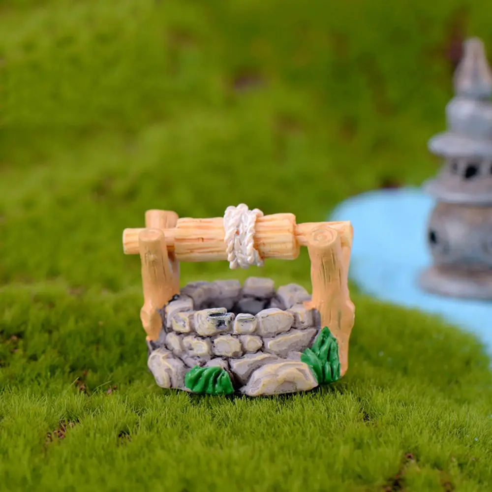 Resin Fairy Garden Bonsai Ornament Grassland Bridge Pool Figurine Home Decor Miniature Model Micro Landscape DIY Handmade Tools